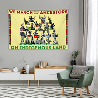 We March with our Ancestors Banner Tapestries Wall Hanging 39'' x 59'' Decorative  Afro Unidad