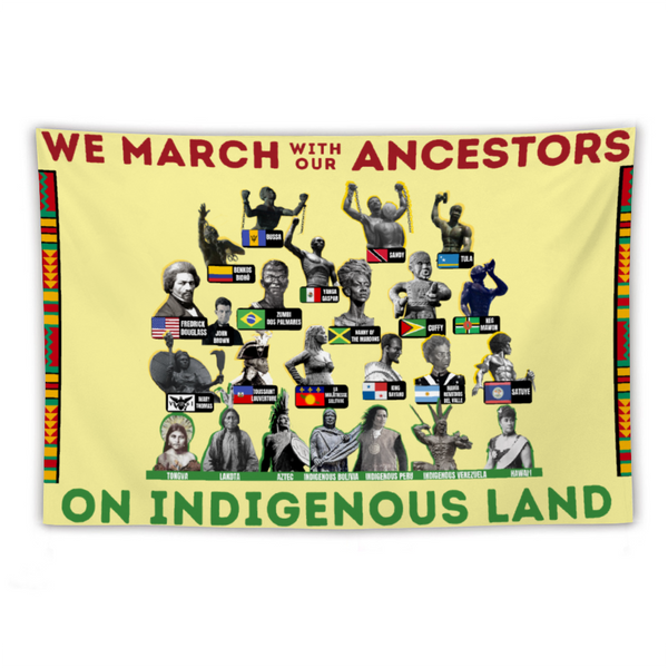 We March with our Ancestors Banner Tapestries Wall Hanging 39'' x 59'' Decorative  Afro Unidad
