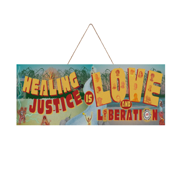 Healing Justice Wooden Art 24 x 10 inches Afro Unidad