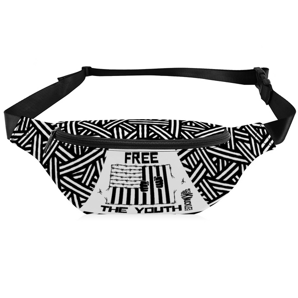 Waist or Chest Bag Fanny Pack  Free The Youth Black-White