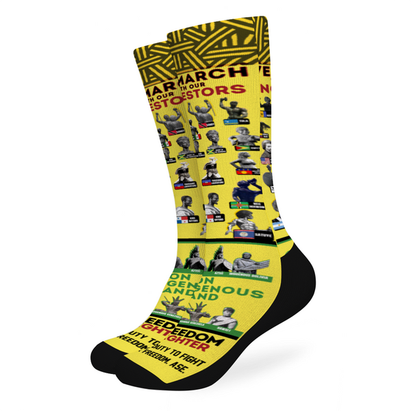 March with Ancestors Long Socks with Black Heel Afro Unidad