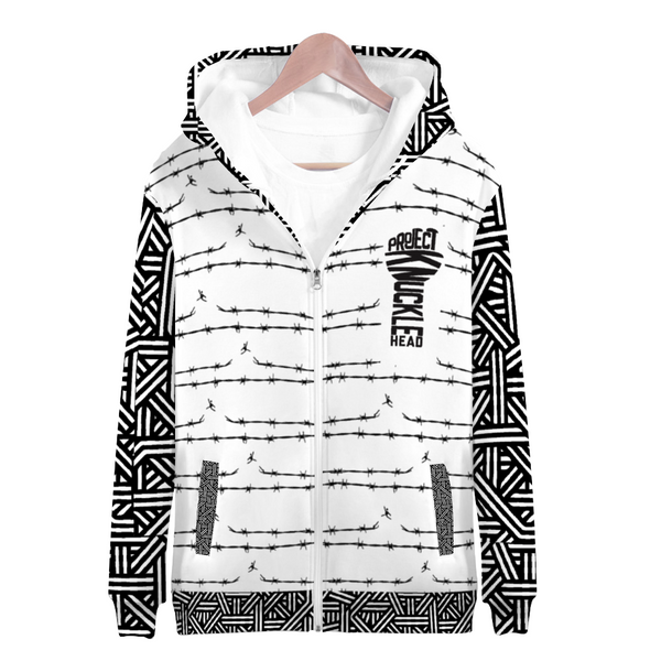 Free the Youth Zip Hoodie Terry Cloth White Black