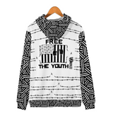 Free the Youth Zip Hoodie Terry Cloth White Black